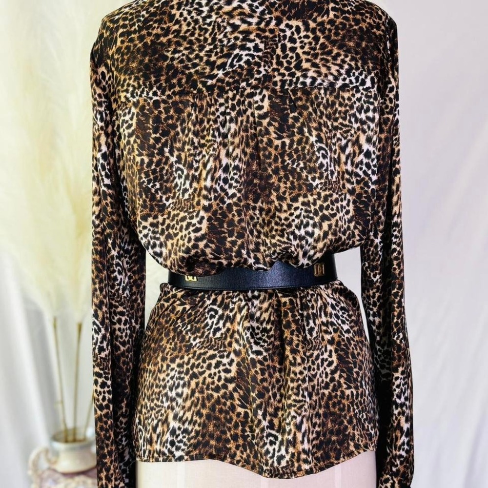 Michael Kors Leopard Long Sleeve Blouse with Gold Accent Buttons - Picture 6 of 8